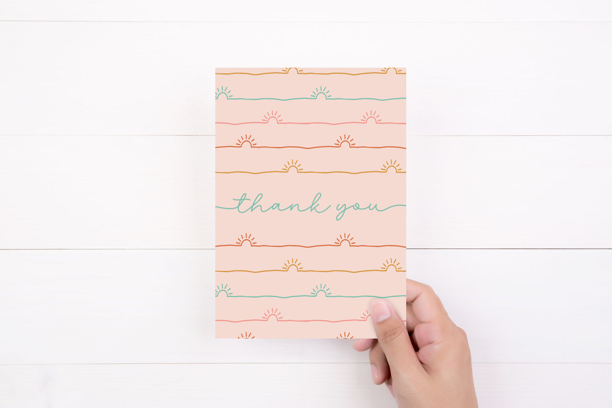 Pink Sunshines Thank You Note Cards Graceful Mailers
