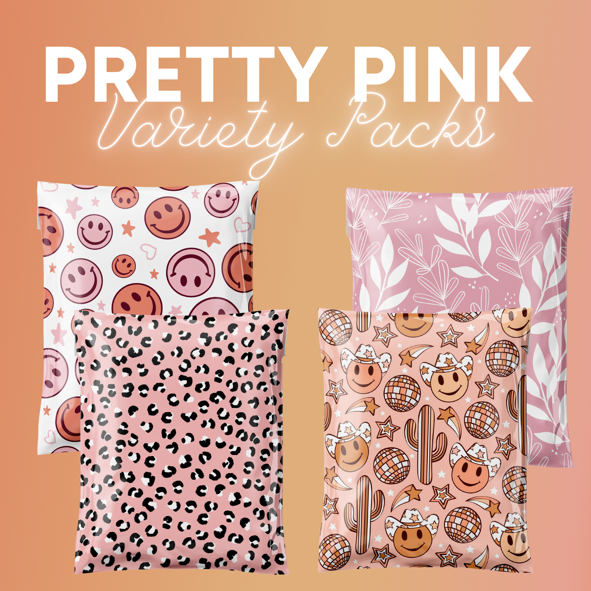 Pretty Pink Variety Pack of 100 Mailers - 10x13 Poly Mailers
