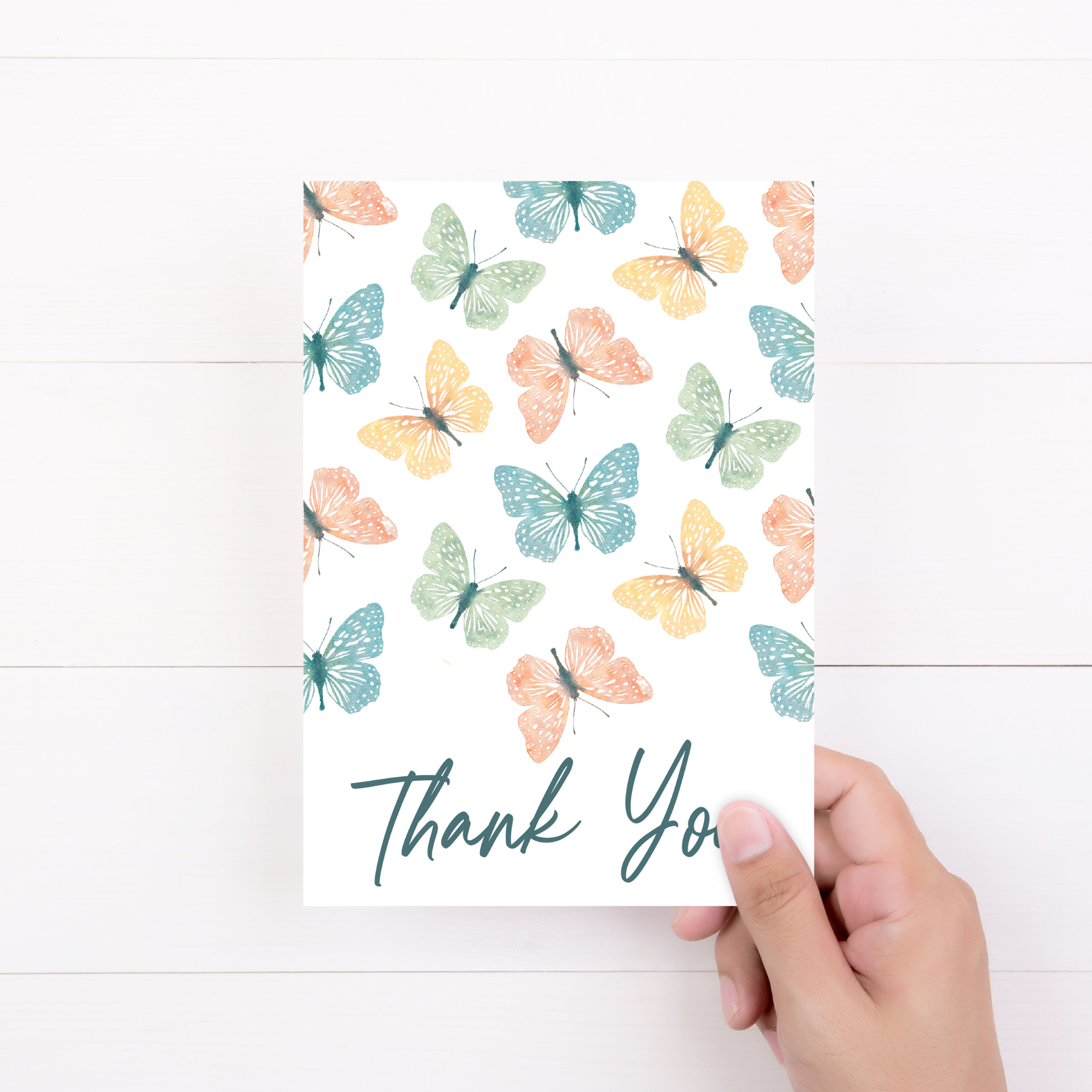 Blushing Butterfly Thank You Note Cards