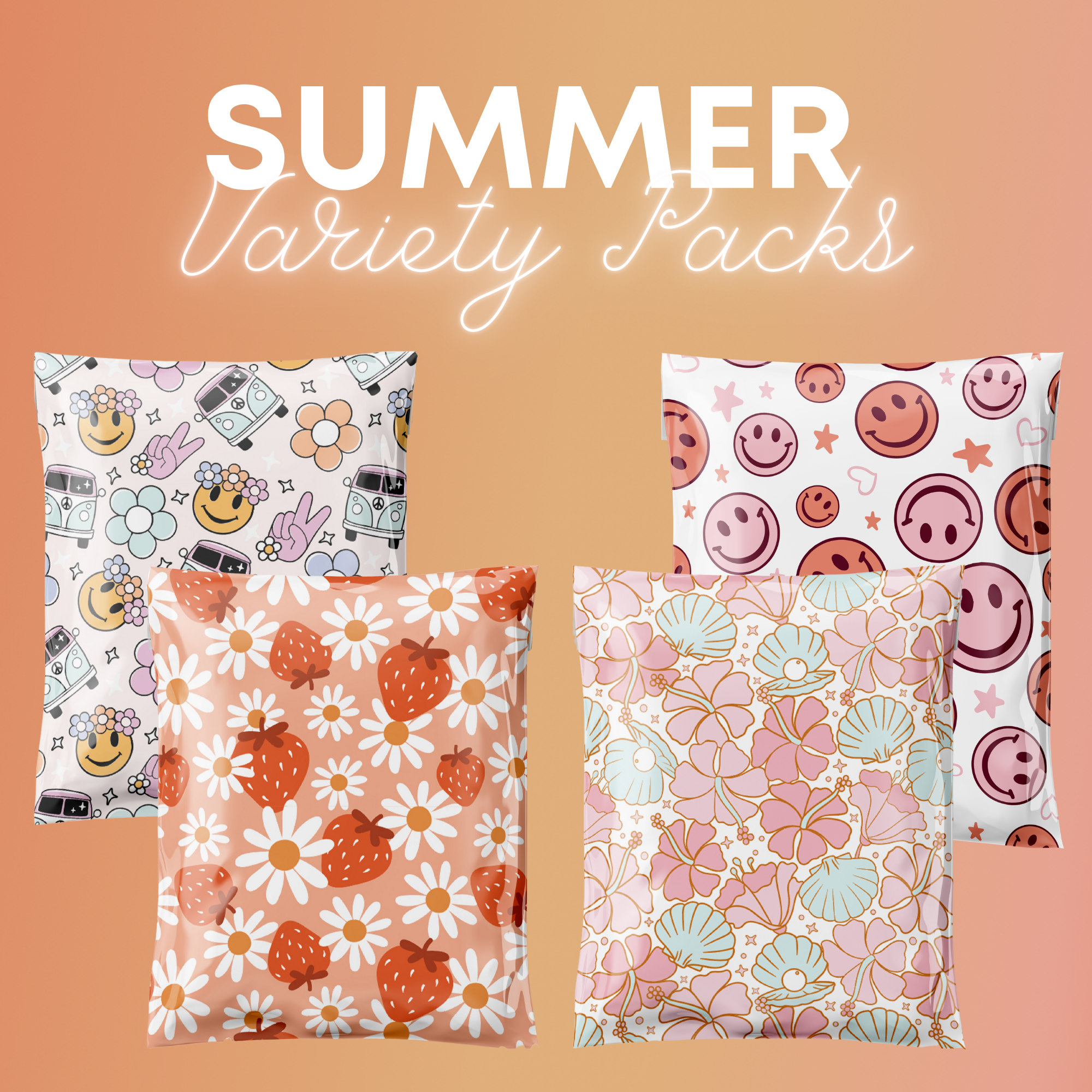 Summer Variety Pack of 100 Mailers - 10x13 Poly Mailers